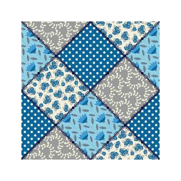 Papel de Parede Adesivo  Patchwork Azul e Cinza 949