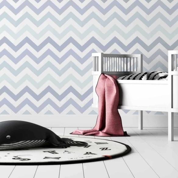 Papel de Parede Adesivo Chevron Azul Bebê 54875