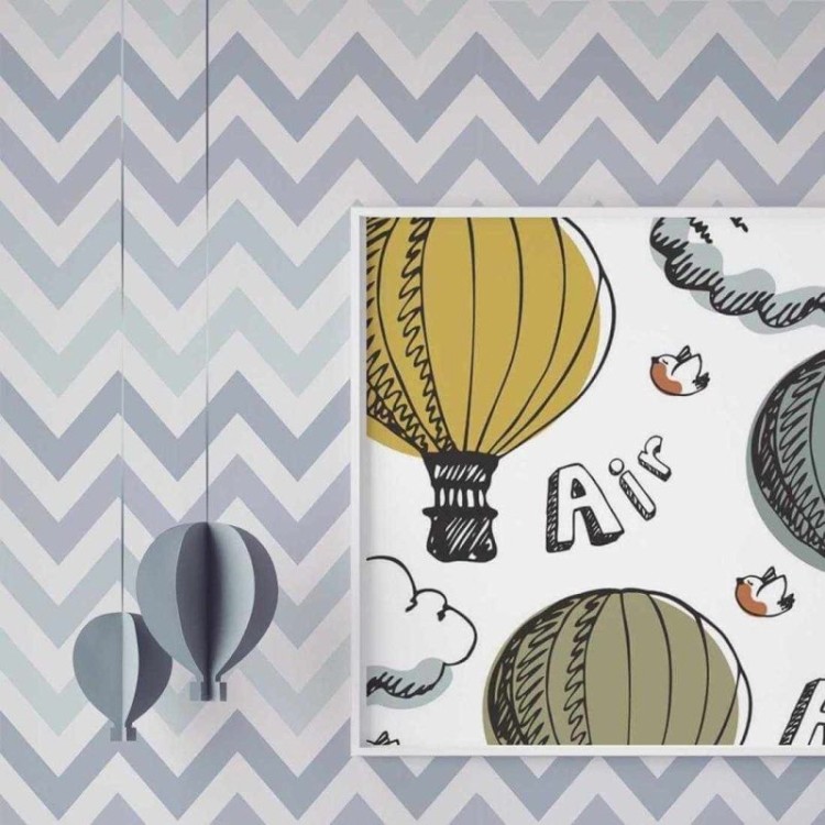 Papel de Parede Adesivo Chevron Azul Bebê 54875