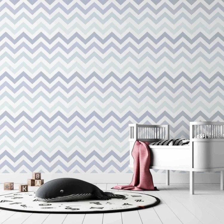 Papel de Parede Adesivo Chevron Azul Bebê 54875
