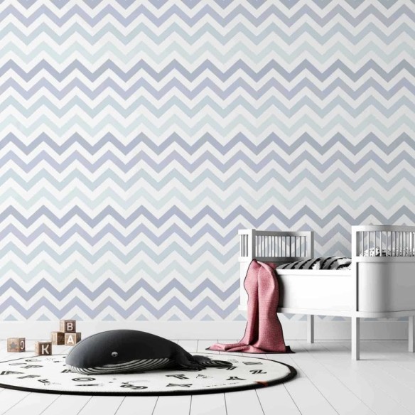 Papel de Parede Adesivo Chevron Azul Bebê 54875