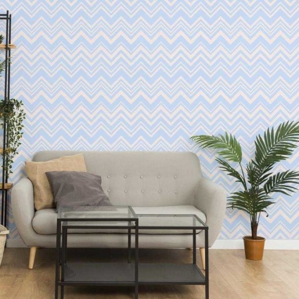 Papel de Parede Adesivo Chevron Azul e Bege N06203