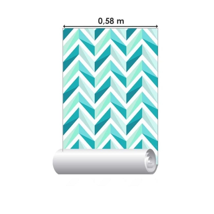 Papel de Parede Adesivo Chevron Azul e Verde...