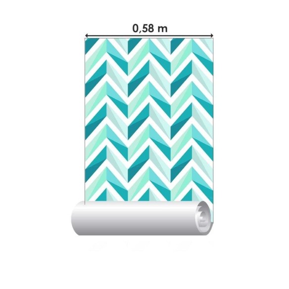 Papel de Parede Adesivo Chevron Azul e Verde N04182