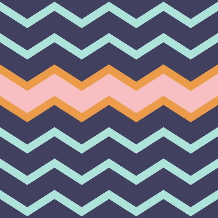 Papel de Parede Adesivo Chevron Azul Rosa e...