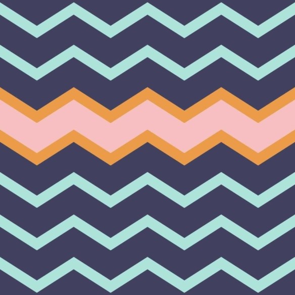 Papel de Parede Adesivo Chevron Azul Rosa e Laranja N06121