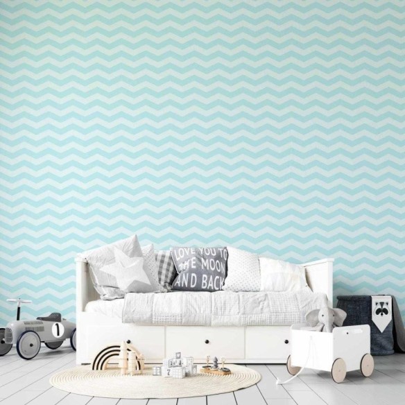 Papel de Parede Adesivo Chevron Azul Tiffany N05281