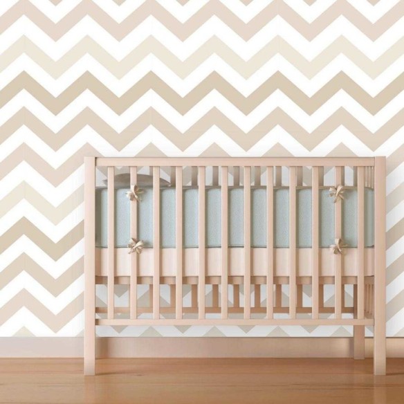 Papel de Parede Adesivo Chevron Bebê Bege 54232