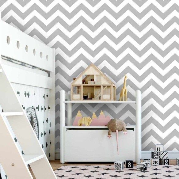 Papel de Parede Adesivo Chevron Cinza Zig Zag 15252