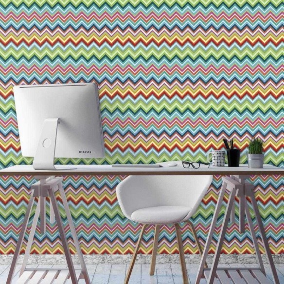 Papel de Parede Adesivo Chevron Colorido  1519