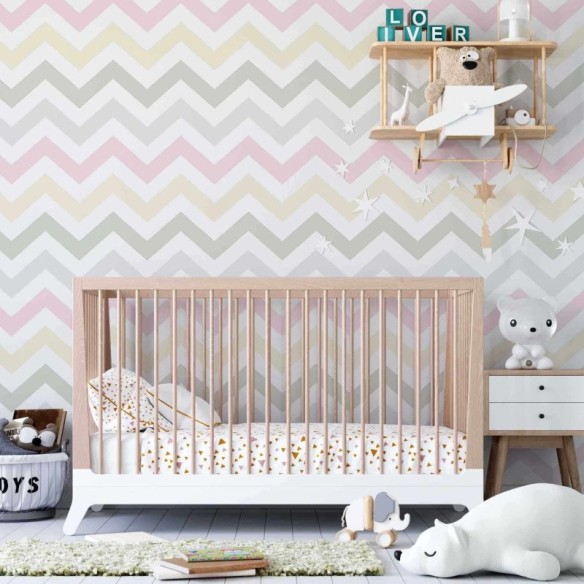 Papel de Parede Adesivo Chevron Colorido Bebê 52465