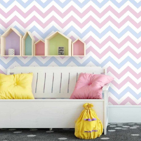 Papel de Parede Adesivo Chevron Colorido Zig Zag  9545