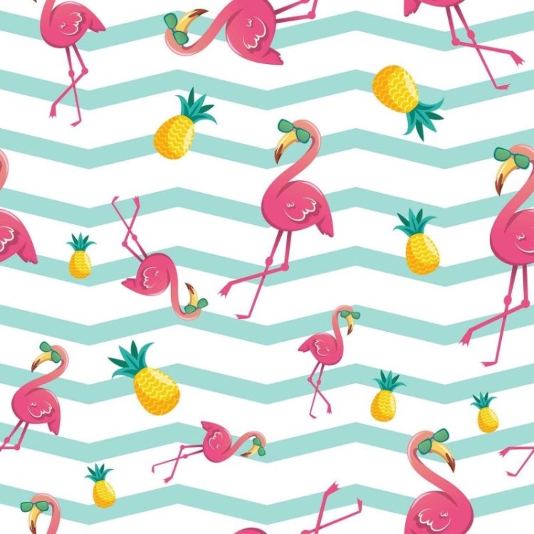 Papel de Parede Adesivo Chevron com Flamingo...
