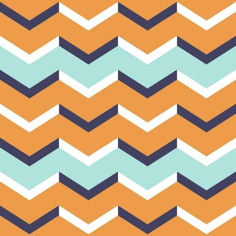 Papel de Parede Adesivo Chevron Laranja Azul e...
