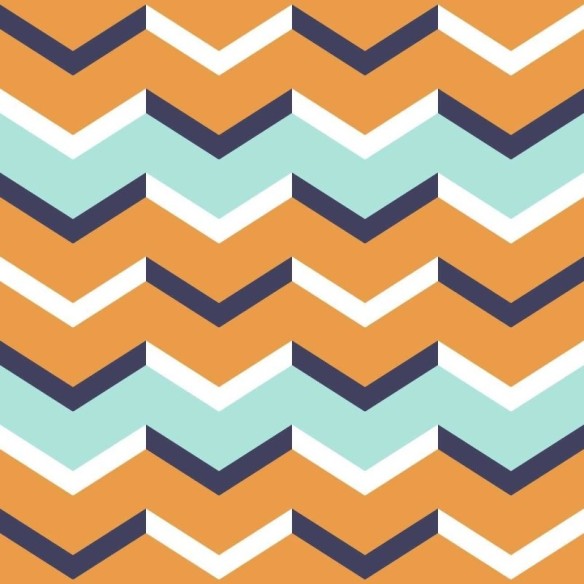 Papel de Parede Adesivo Chevron Laranja Azul e Branco N06124