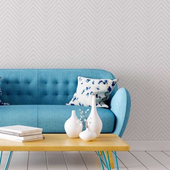 Papel de Parede Adesivo Chevron Off white N06085