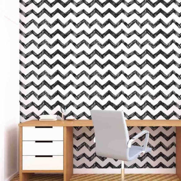 Papel de Parede Adesivo Chevron Preto e Branco 282143330