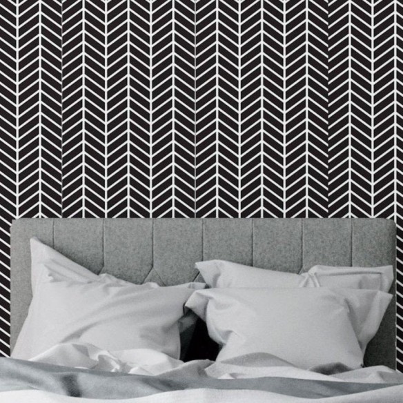 Papel de Parede Adesivo Chevron Preto e Branco N018015