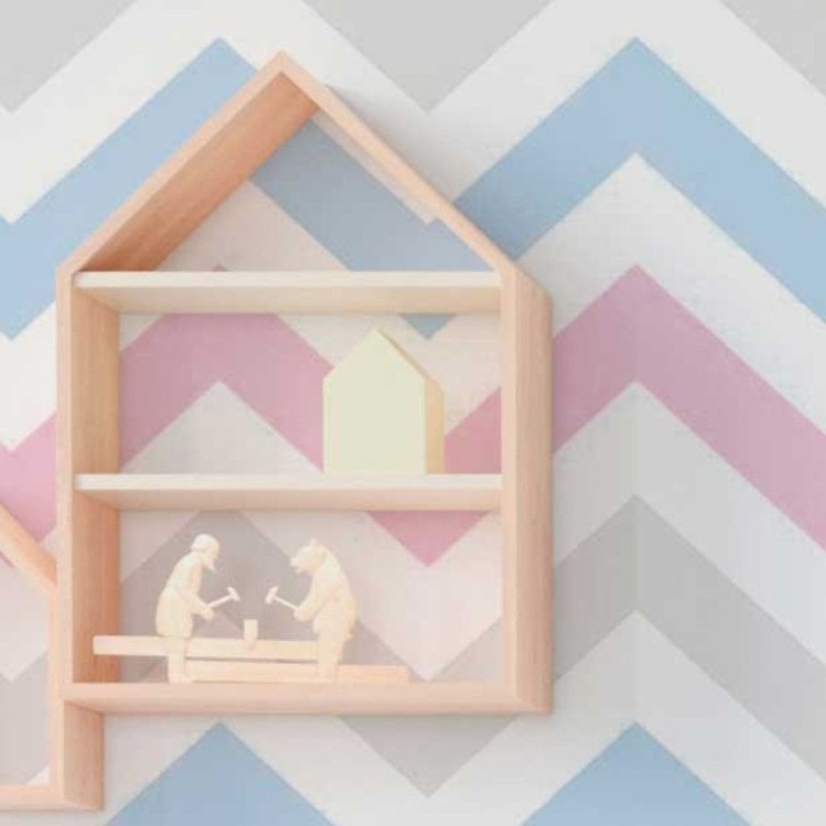 Papel de Parede Adesivo Chevron Rosa e Azul...