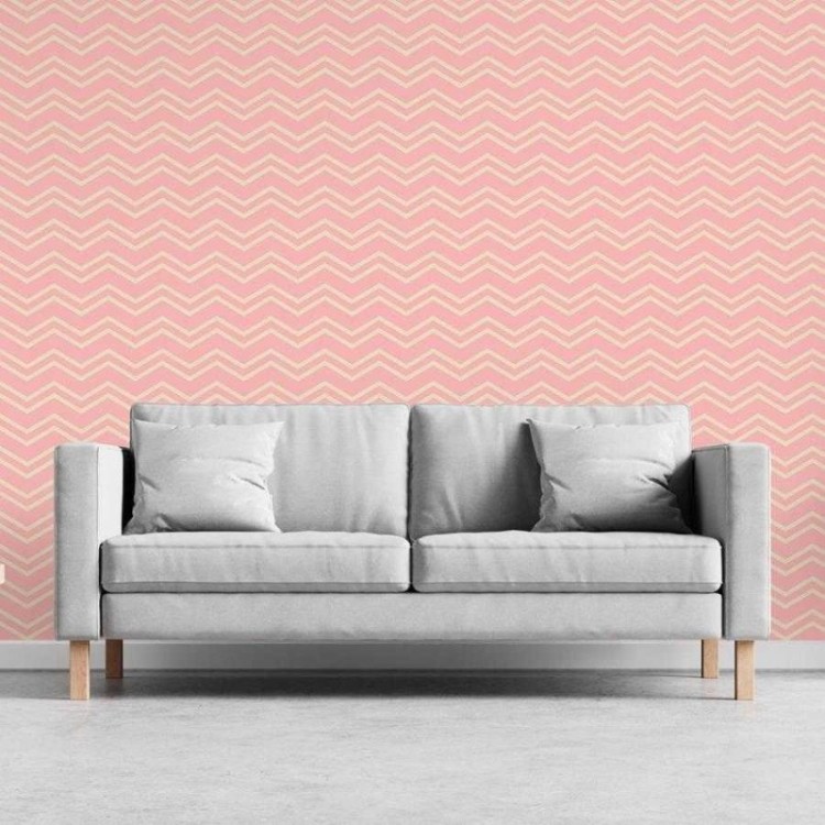 Papel de Parede Adesivo Chevron Rosa e Bege N06201
