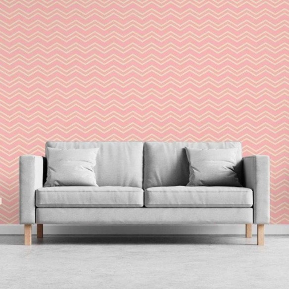 Papel de Parede Adesivo Chevron Rosa e Bege N06201