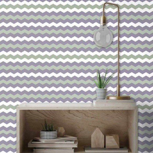Papel de Parede Adesivo Chevron Roxo e Verde 2548241085