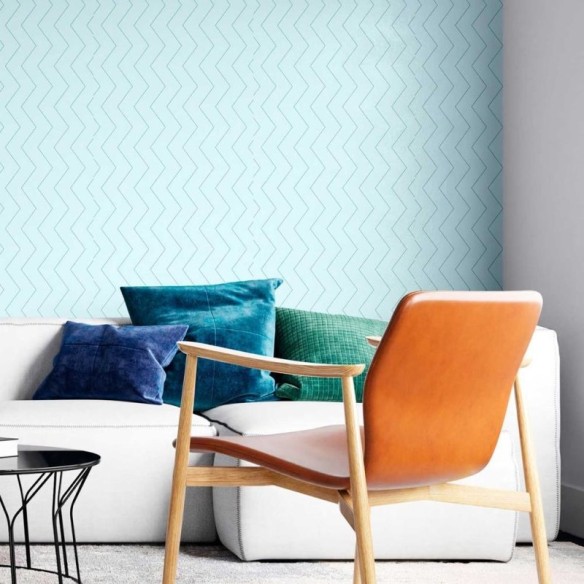 Papel de Parede Adesivo Chevron Tons de Azul N08128