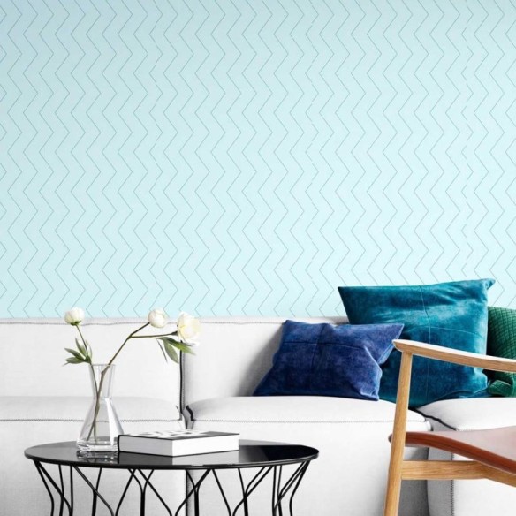 Papel de Parede Adesivo Chevron Tons de Azul N08128