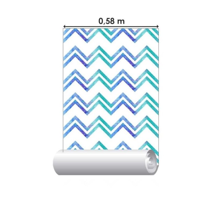 Papel de Parede Adesivo Chevron Verde e Azul...