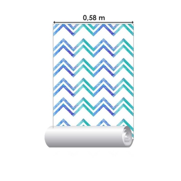 Papel de Parede Adesivo Chevron Verde e Azul N04121
