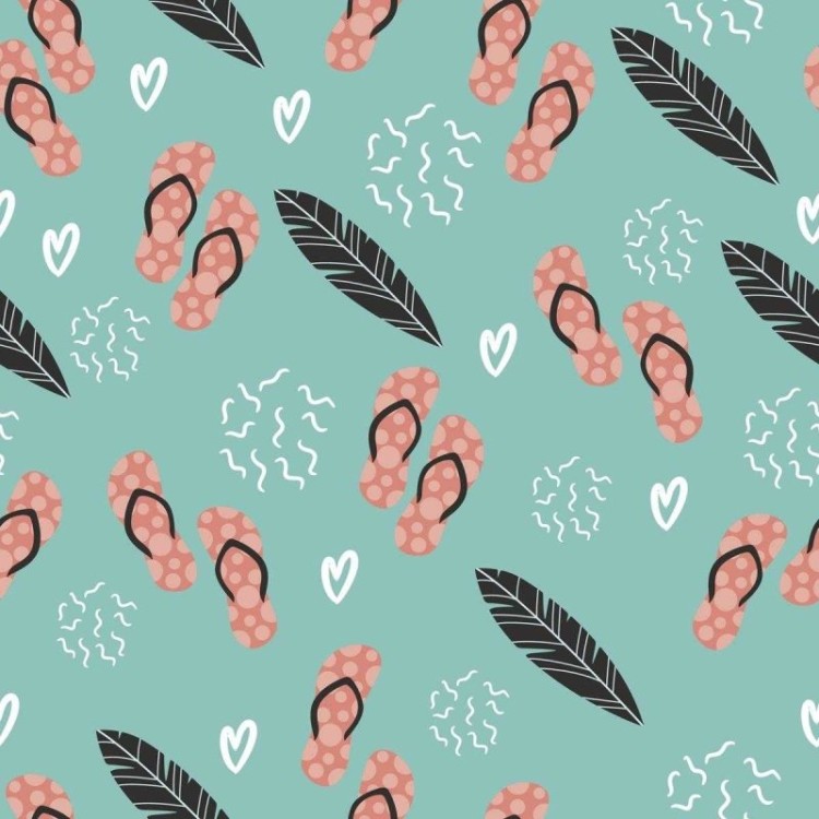 Papel de Parede Adesivo Chinelos Folhas e...