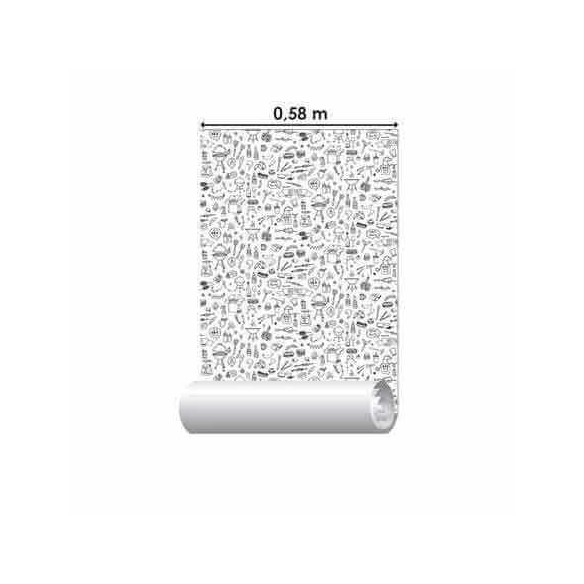 Papel de Parede Adesivo Churrasco Preto E Branco 429885085