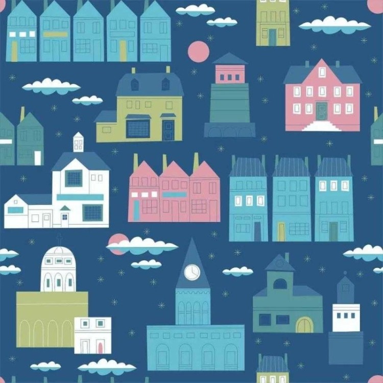Papel de Parede Adesivo Cidade Azul 364