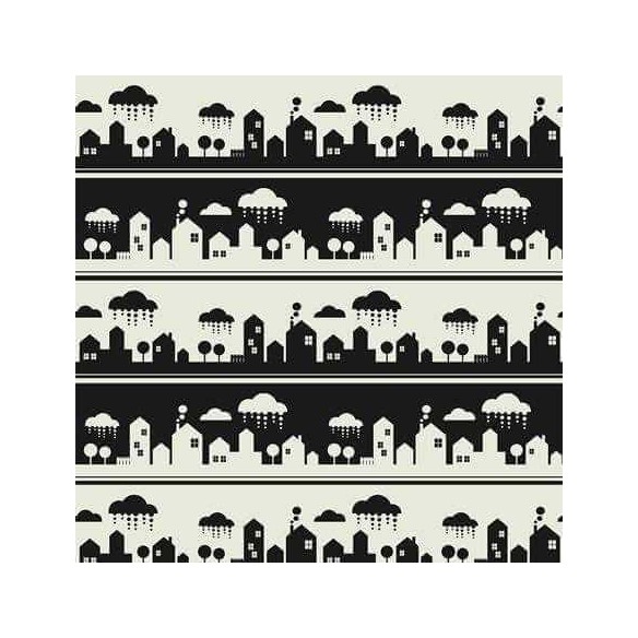 Papel de Parede Adesivo Cidade Branco e Preto 180939926
