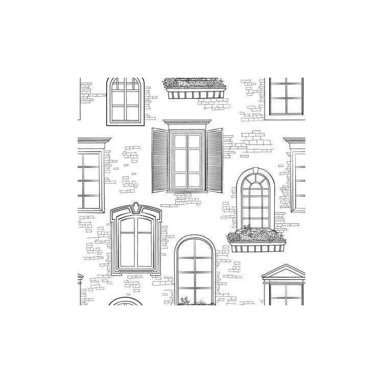 Papel de Parede Adesivo Cidade Janelas 465257096