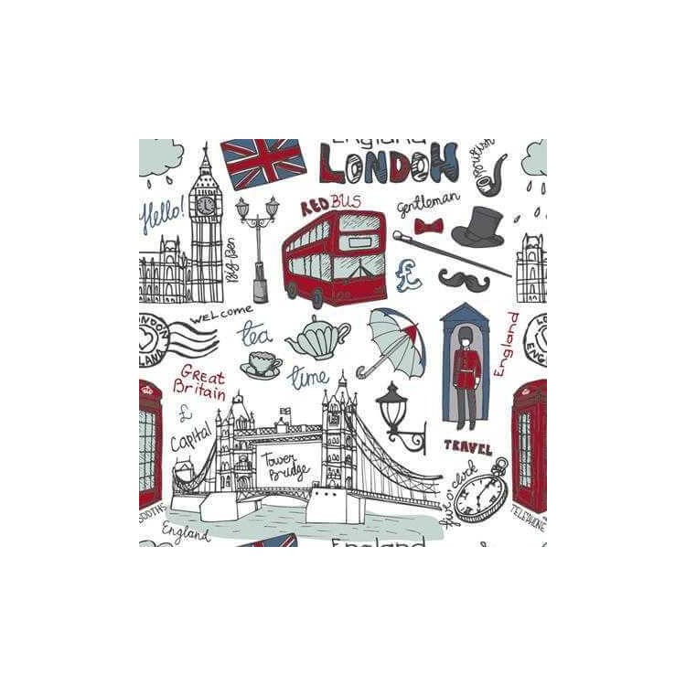Papel de Parede Adesivo Cidade Londres Desenho...
