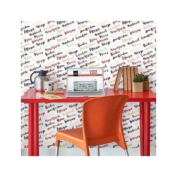 Papel de Parede Adesivo Cidade Palavras Colorido 297826316