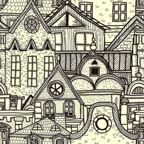 Papel de Parede Adesivo Cidade para colorir N03072
