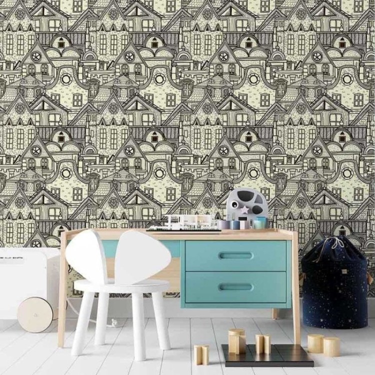 Papel de Parede Adesivo Cidade para colorir N03072
