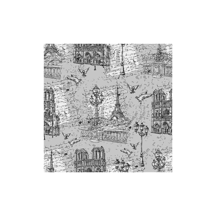 Papel de Parede Adesivo Cidade Paris Cinza...