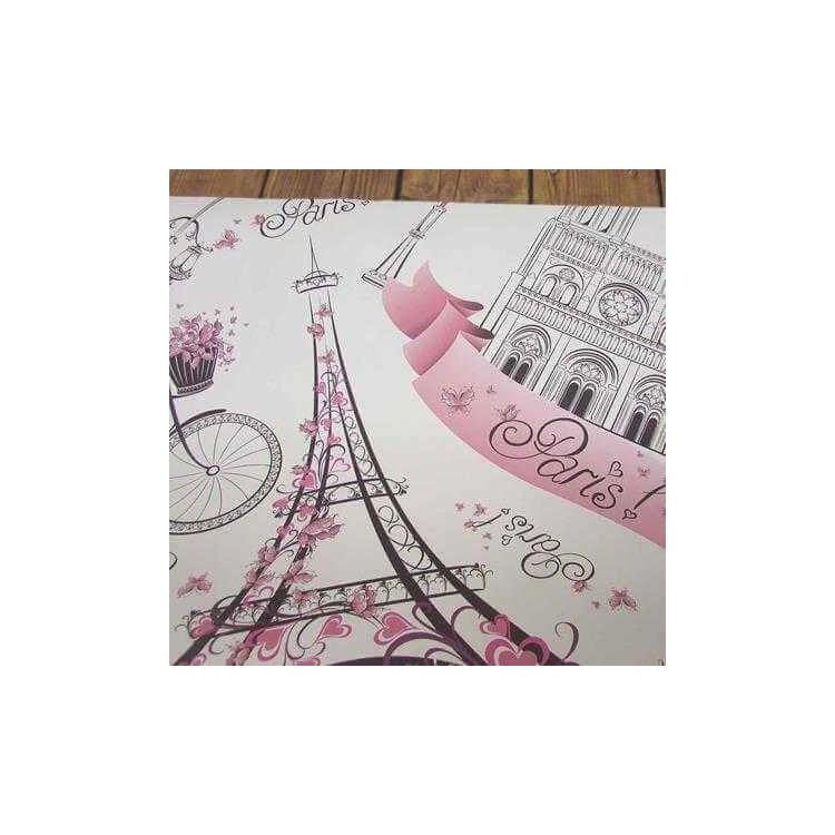 Papel de Parede Adesivo Cidade Paris Rosa...