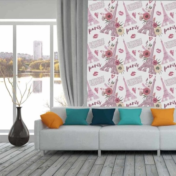Papel de Parede Adesivo Cidade Paris Rosa 515265268