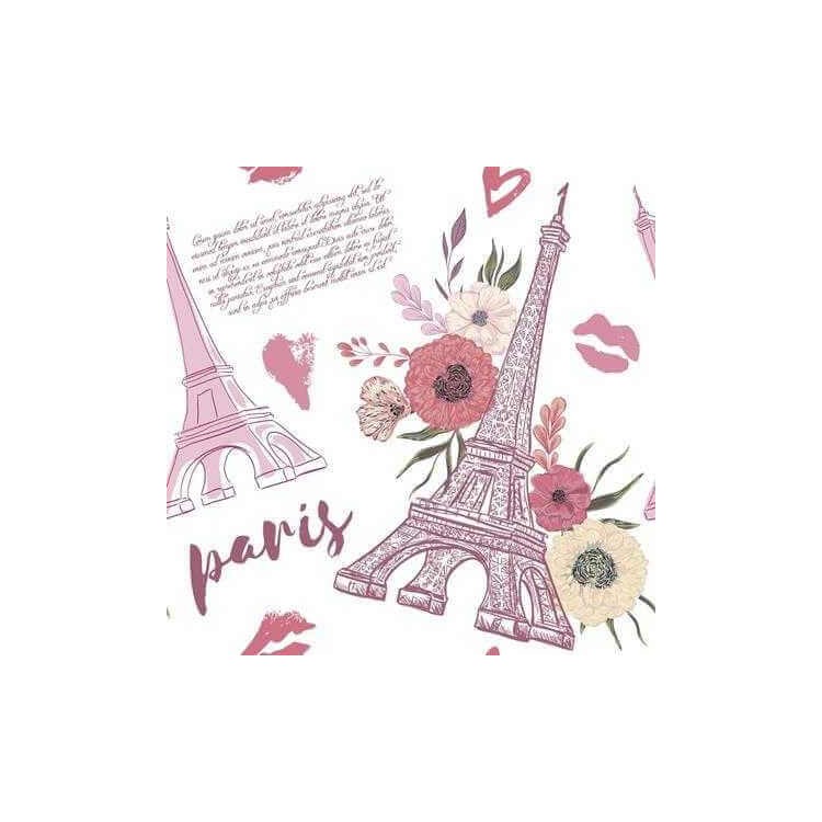 Papel de Parede Adesivo Cidade Paris Rosa...