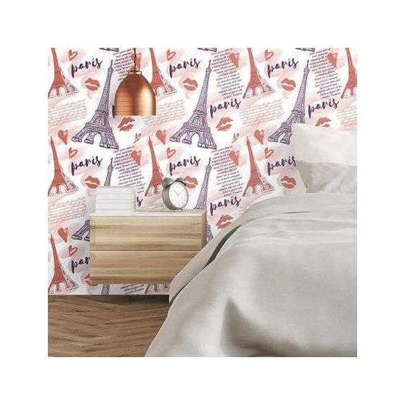 Papel de Parede Adesivo Cidade Paris Vermelho 458023579