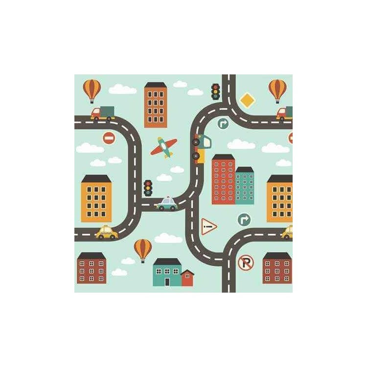 Papel de Parede Adesivo Cidade Rua Infantil...