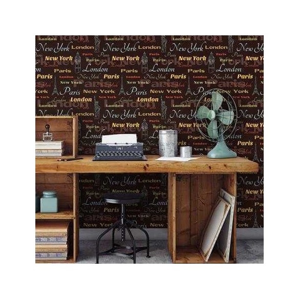 Papel de Parede Adesivo Cidades Marrom 117294733