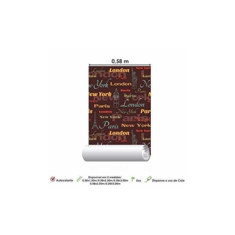 Papel de Parede Adesivo Cidades Marrom 117294733