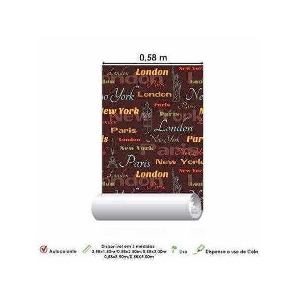 Papel de Parede Adesivo Cidades Marrom 117294733