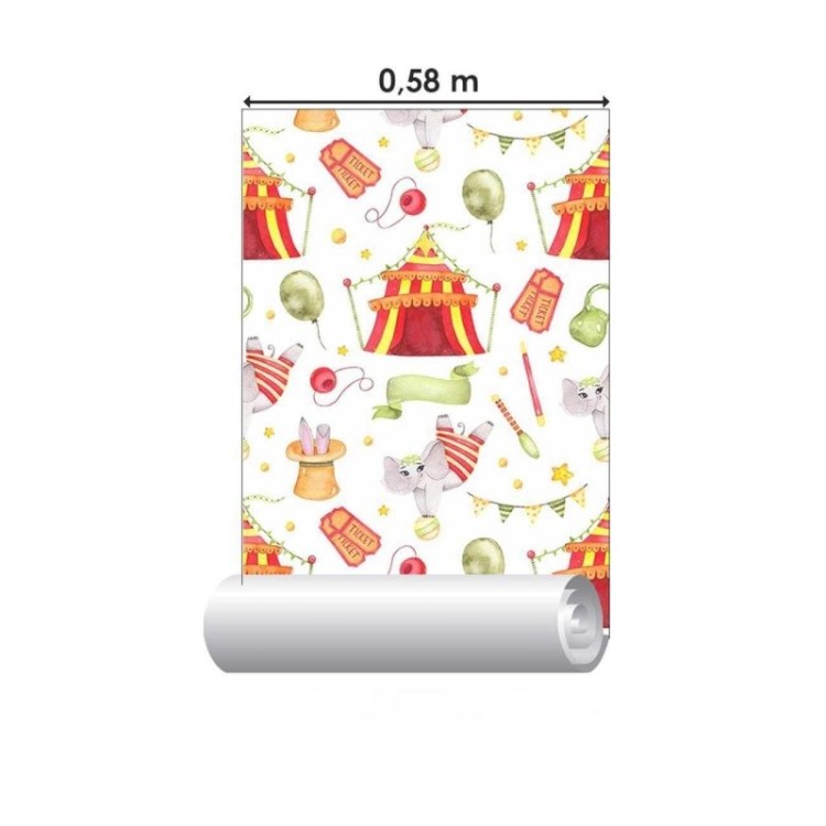 Papel de Parede Adesivo Circo em Vermelho e...