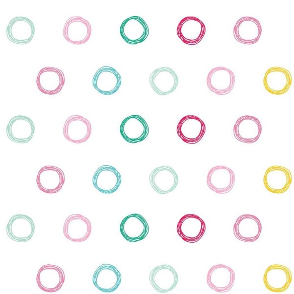 Papel de Parede Adesivo Circulos Rabiscos Coloridos N07105